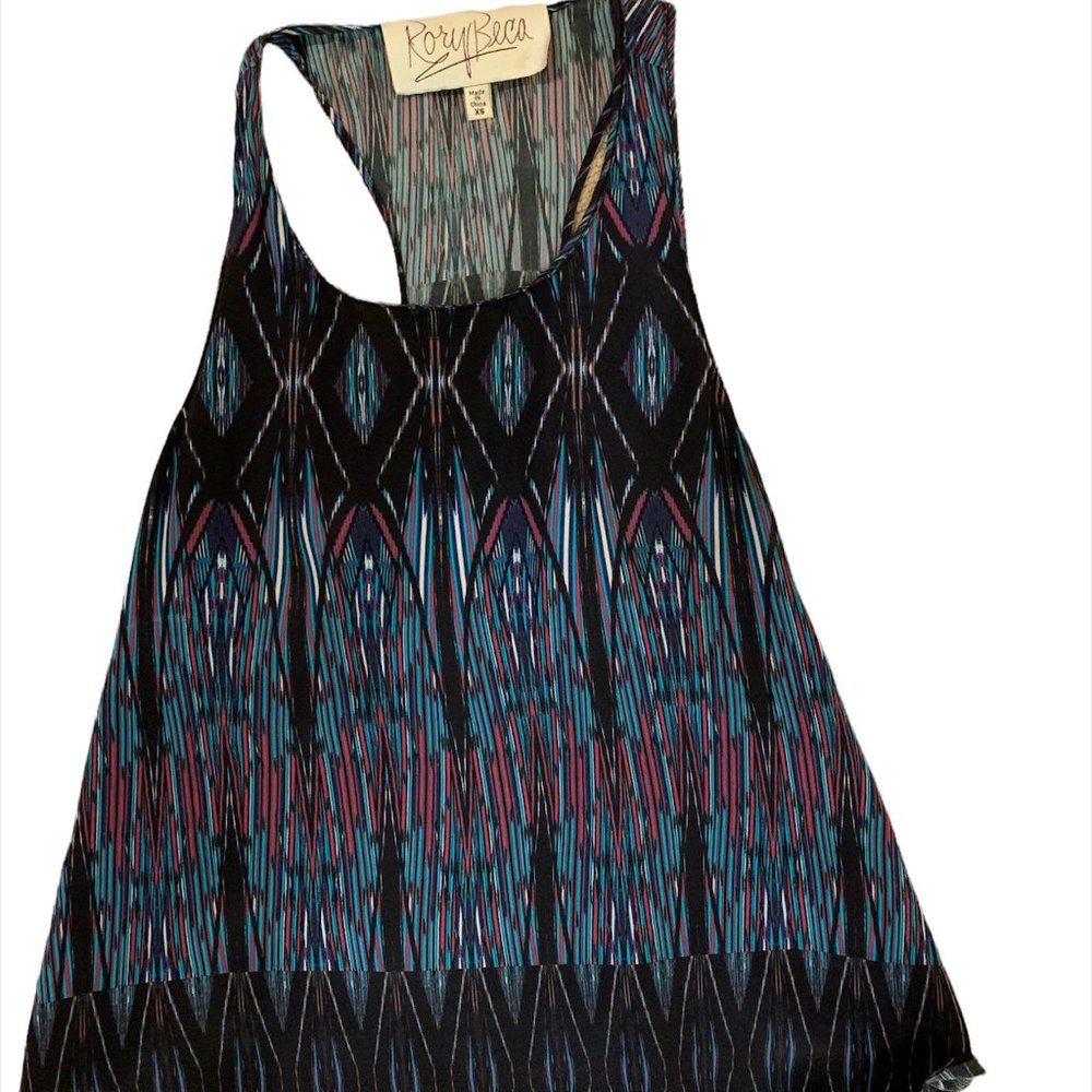 Rory Beca, 100% Silk Sleeveless Racer Back Tank Top (XS)